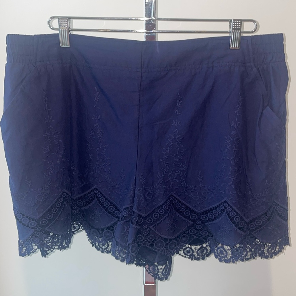 Navy eyelet shorts